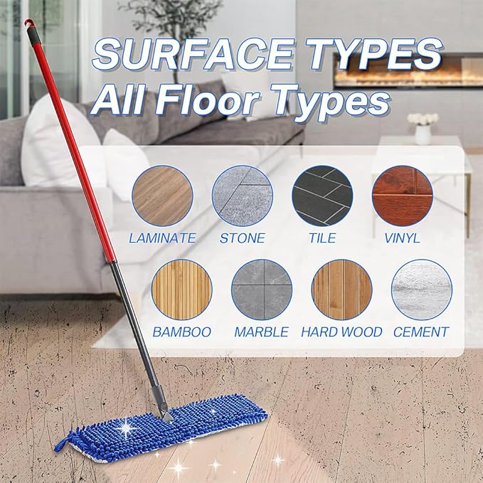 Microfiber Mop Pads,Dust Mop Replacement Head Compatible with O-Cedar Dual-Action,Microfiber&Chenille Mop Replace Head,Dust Mop Refill (Pack of 6) (6)