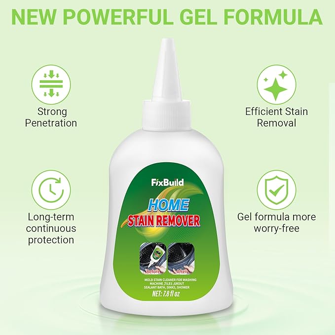Home Remover Gel, Heavy Duty Stain Cleaner, Multi-Purpose Cleaner Applied to Refrigerator, Washer Rings and Caulk, 7.8 FL OZ