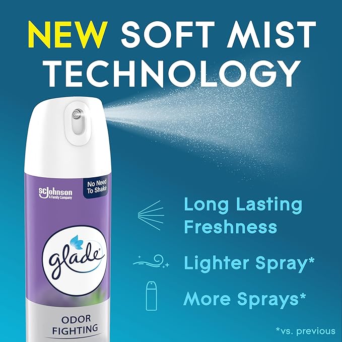 Glade Air Freshener Room Spray, Tranqil Lavender & Aloe Scent, Odor Fighting to Deliver Long Lasting Freshness, 8 Oz, 6 Count