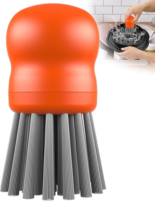 Mini Dish Brush for Cleaning Chicken Shredder, Palm Brush Dish Scrubber with Ergonomic Grip, Kitchen Brush for Washing Dishes, Pans, Pots, Sink, 1 Pack (Orange)
