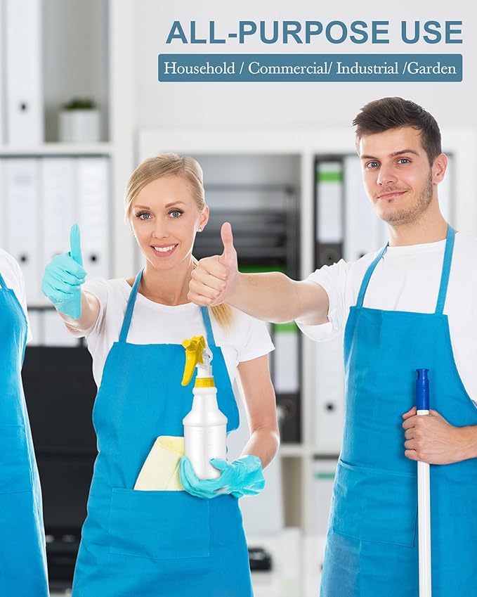 Eccliy 20 Pack 16oz Empty Spray Bottles, Leakproof Cleaning Bottles with Measurement and Adjustable Nozzle for Housekeeping, Commercial Use(Cylinder,3 Colors Spray Head)