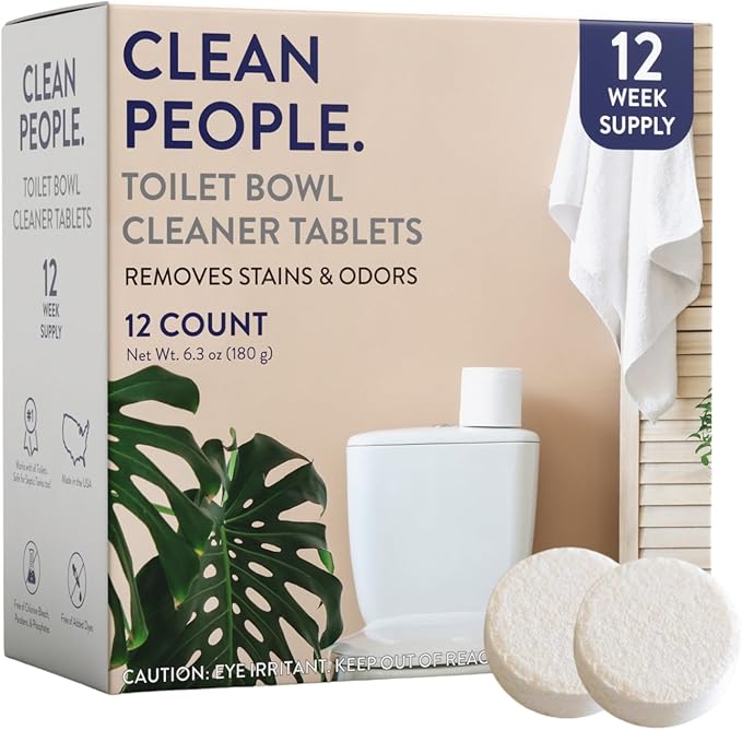 THE CLEAN PEOPLE Toilet Bowl Cleaner | Eco Friendly Toilet Bowl Cleaner Tablets for Removing Hard Water Stains, Rust, and Limescale Buildup (12 Count)