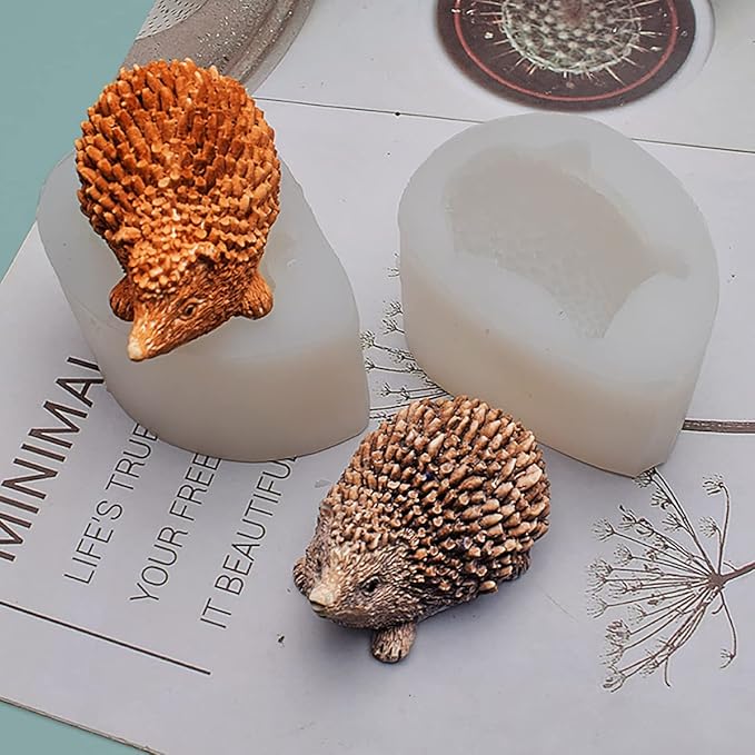 Cute 3D Hedgehog Scented Candle Mold 2 Pack Hedgehog Mold Silicone Mold for Candles Home Decoration Silicone Mold for Resin Hedgehog Resin Mold Cartoon Mold Animal Resin Mold
