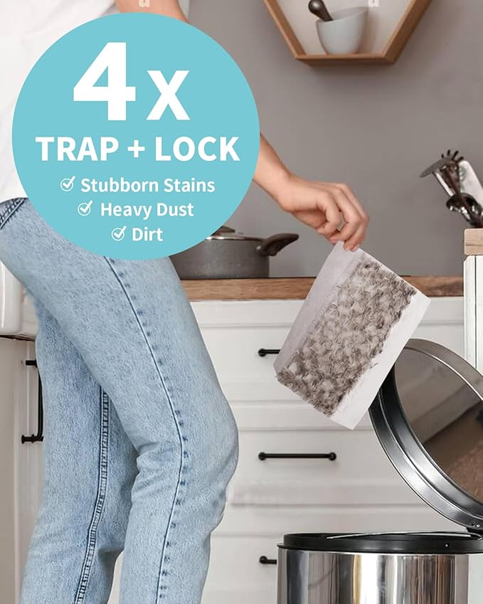 Heavy Duty Dry Sweeping Cloths for Swiffer Sweeper, Disposable Pet Dry Mop Pad Refills, Super Thick, 4X Locks Out Dust and Hair for Floor Cleaning