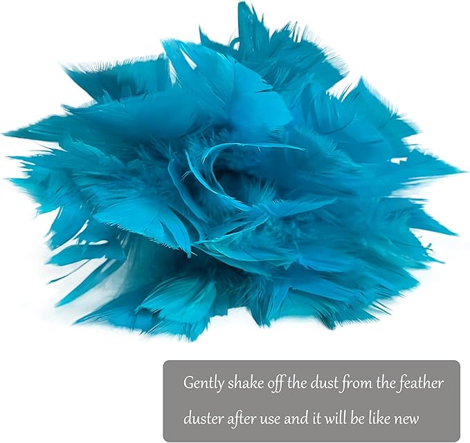 14 Inch Turkey Feather Duster – Lightweight Cleaning Brush for Home, Office, Furniture, Blinds, and Electronics（Blue）