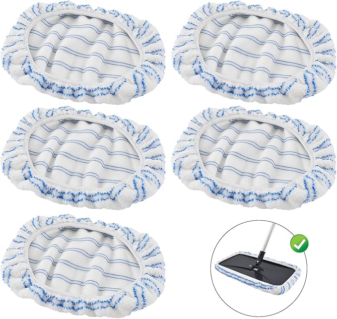 5 Pack Mop Heads Replacements for Ocedar Hardwood Floor 'N More Microfiber Mops,Terry Cloth Mops Refills 15 x 8 Flat Dust Mop Pads for O Cedar mop, Washable & Reusable Mopping Pads