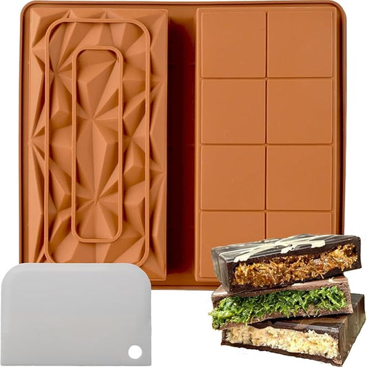 Dubai Chocolate Molds Silicone, 1 Inch Deep Chocolate Bar Mold for Candy Bar，Desserts，Homemade Snack Baking Mold - Set of 1