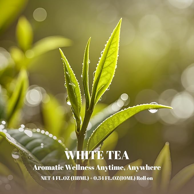 White Tea Diffuser Oil - White Tea Essential Oils for Diffuser Refill & Air Freshener Room Spray, Long-Lasting, Natural Home Fragrance and Scent for Diffusers(4 fl.oz Bottle + 0.34 fl.oz Roll-On)