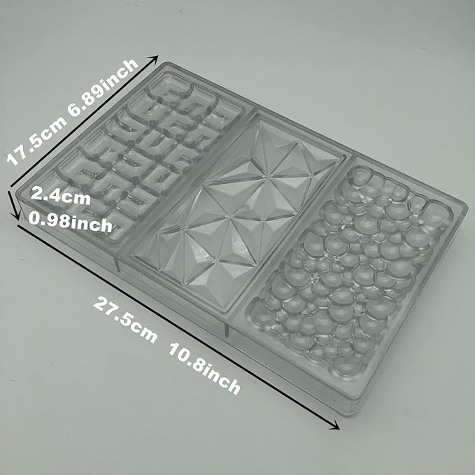 Goldbaking 3 Kinds Shape Chocolate Bar Mold Break Apart Chocolate Molds Protein Energy Bar Maker