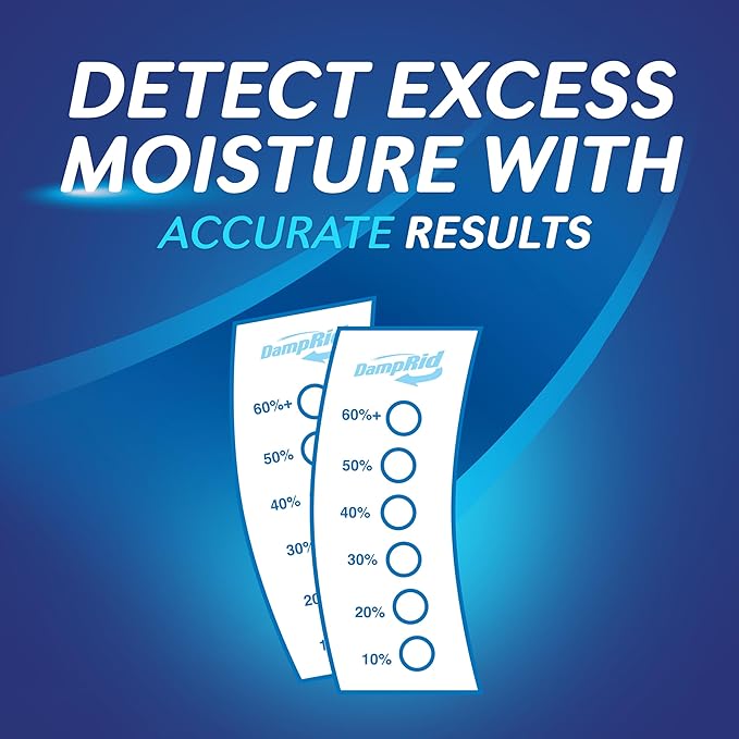 DampRid Hi-Capacity Moisture Absorber Bucket, Fragrance Free, 2 lb. 15.5 oz. & Moisture Detection Strip (2 Pack), Attracts & Traps Excess Moisture