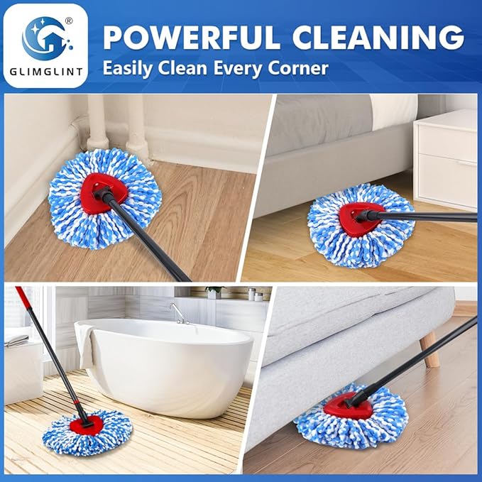 Mop Replace Heads Compatible for O Cedar 6 Pack, Spin Mops Refill Head Replacement for RinseClean 2-Tank System, Machine Washable, Suitable for Hard-surfaced Floors Cleaning