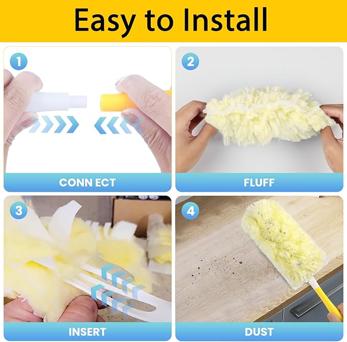 360 Duster Refills Kit, 20 Count Heavy Duty Disposable Microfiber Dusters (Yellow)