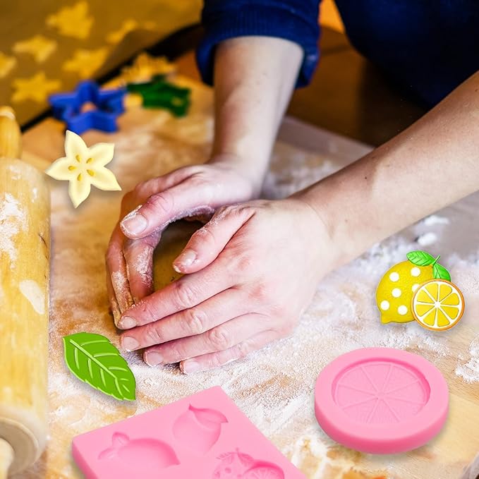 Lemon Fondant Silicone Molds, Lemon Piece Leaf Fruit Chocolate Molds for Cake Decoration Cupcake Topper Candy Sugar Craft Gum Paste Baking Dessert Clay Resin