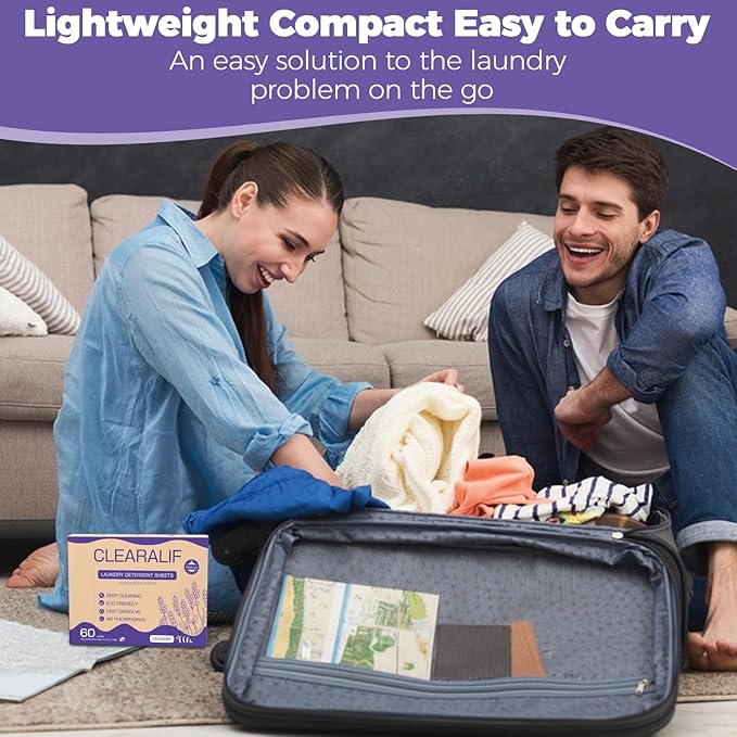 CROS 360 Loads Laundry Detergent Sheets Fresh Lavender Scent, for Travel, Home, Apartment,Dorm, Laundry Detergent Strips Eco Friendly, Hypoallergenic, Liquidless Washing Supplies