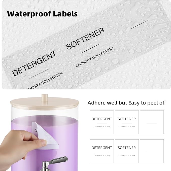 TIPGO Glass Laundry Detergent Dispenser, 128 oz / 3.5L Fabric Softener Dispenser for Laundry Room Organization, Detergent Holder with 304 Spigot, Glass Soap Container (Ivory)