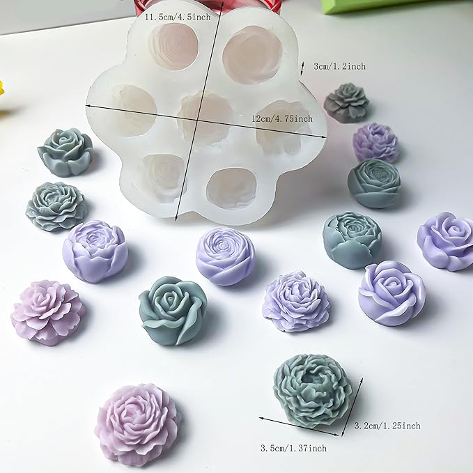 7 Cavities Flower Mold - Multiple Style - Soap & Candle Mold - Silicone 3D Molds for Candy & Home Decor - Resin Casting & Making Molds