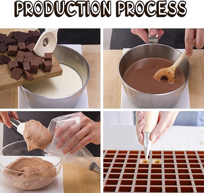 Sakolla Square Chocolate Mold, 80 Cavities Silicone Molds for Chocolate, Caramel, Praline, Ice Cube, Jelly, and Gummy (Coffee）
