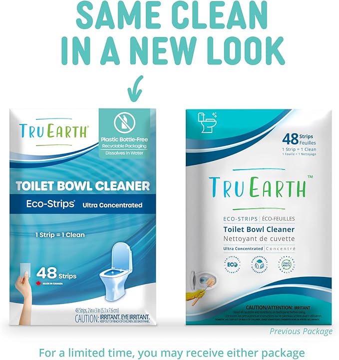 Tru Earth Toilet Bowl Cleaner Eco-Strips | Plastic Jug-Free, Septic-Safe For Cleaning | Easy to Use | 48 Strips