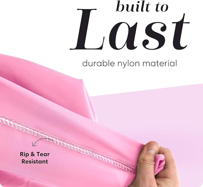 Nylon Laundry Bag - Locking Drawstring Closure and Machine Washable. These Large Bags will Fit a Laundry Basket or Hamper and Strong Enough to Carry up to Three Loads of Clothes. (Pink), 22" x 32"