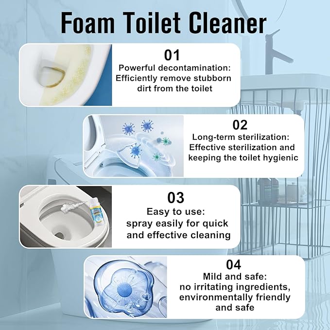2 PCS Foam Toilet Cleaner, 2025 New Toilet Bowl Cleaner, Powerful Instant Bowl Cleaners for Toilets Squatting Pans