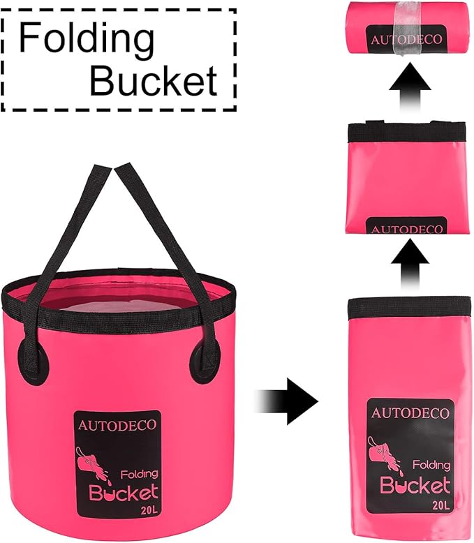 AUTODECO Collapsible Bucket 5 Gallon Container Folding Water Bucket Portable Wash Basin 20L