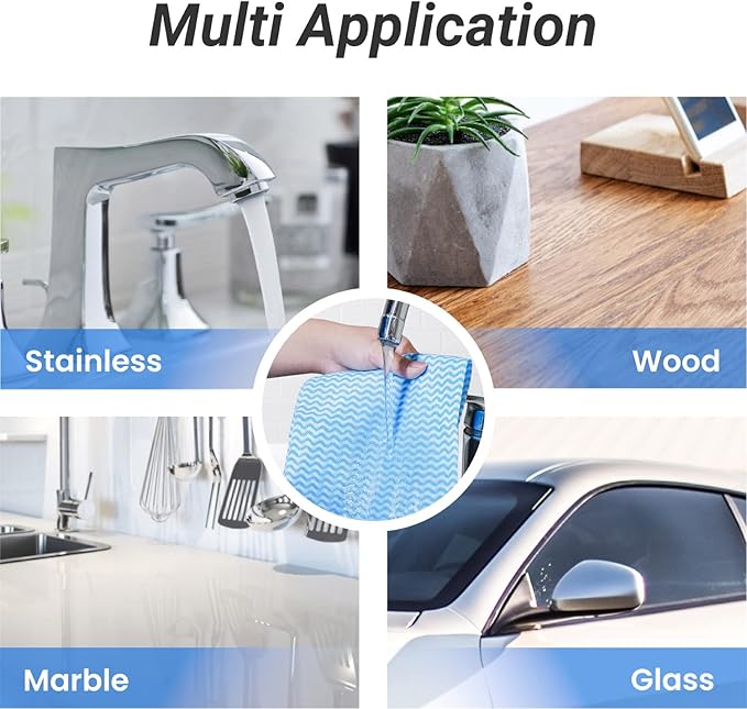 Reusable Cleaning Cloths Dish Paper Towels, Domestic Cleaning Towels, Multipurpose Quick-Dry Rag Dish Cloths Heavy Duty Handy Wipes for Kitchen 25 Count 14.2"X15.7", Blue