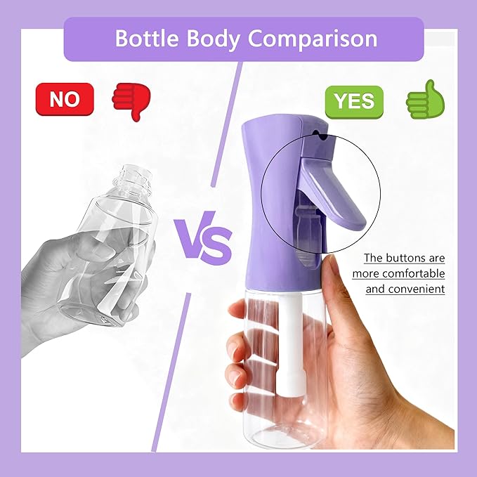Spray Bottle for Hair Continuous Ultra Fine Mist (200ml) 360° Multi Spray Bottle for Plants, Cleaning, Skin Care Leakproof & Durable 2 Pack
