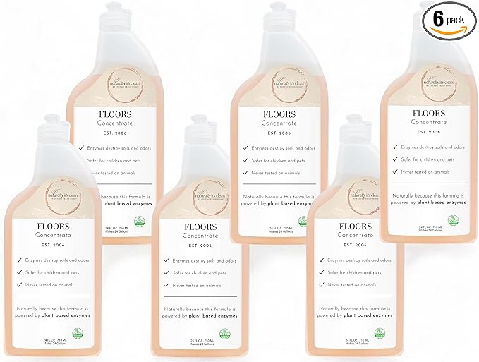 naturally it's clean Enzyme Floor Cleaner Concentrate | Each Bottle Makes 24 Gallons of Rinse Free Cleaner| 6 Pack