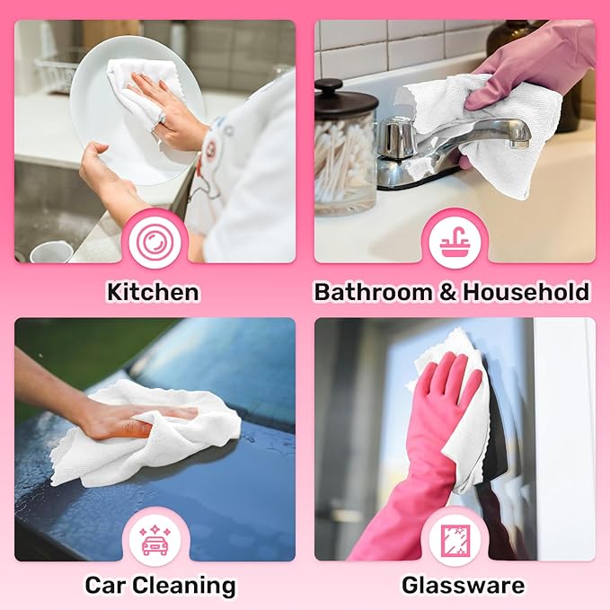 Microfiber Cleaning Cloths Roll, 75 Pack Tear Away Microfiber Towels Roll, 12" x 12" Lint Free Rags, Reusable Cleaning Cloths, Washable, Scratch Free,Ultra Absorbent Dish Rags(White)