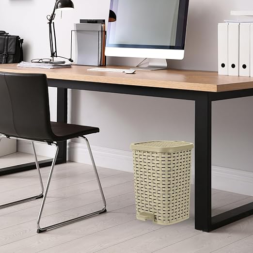 Superior Performance Inc 3.1 Gal. Rattan Style Compact Trash Can (Beige and Brown)