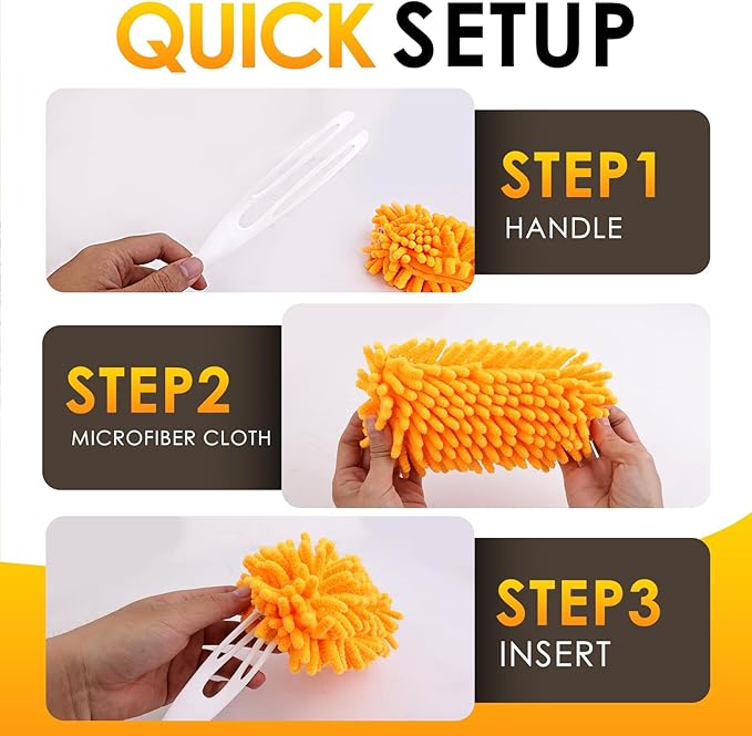 Redones Dusters for Swiffer - Reusable Duster Refill Compatible with Swiffer Hand Duster, 360 Heavy Duty Dusters Refills 8 Pack(Handle is Not Included)