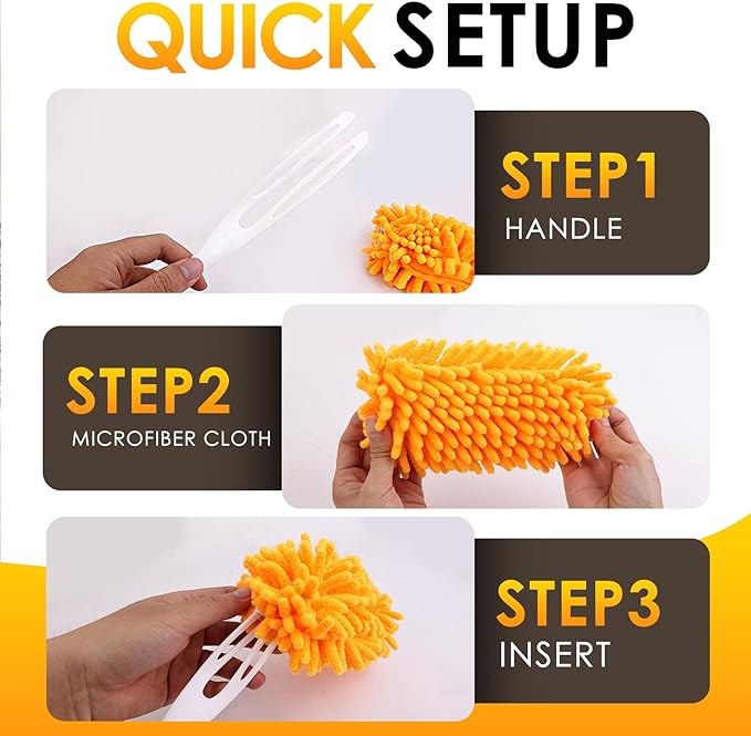 Redones Dusters for Swiffer - Reusable Duster Refill Compatible with Swiffer Hand Duster, 360 Heavy Duty Dusters Refills 4 Pack(Handle is Not Included)