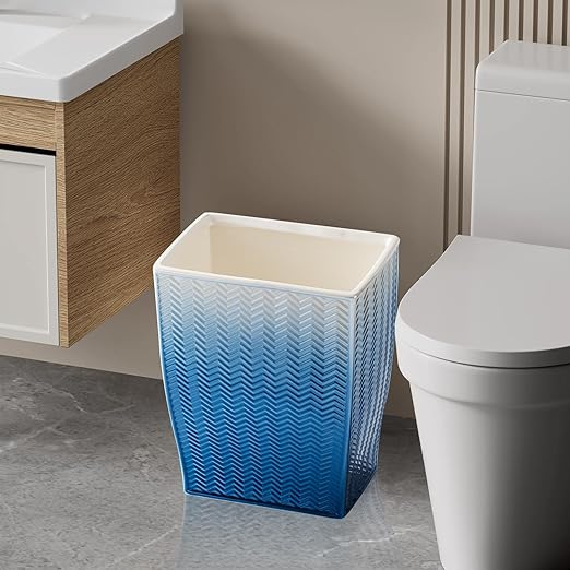 Bathroom Trash Can, Stylish Garbage Container Bin for Living Room, 1.32 Gallon/5 Liters Blue Small Trash Can, Waste Basket for Bathroom, Kitchen, Office, Bedroom-Room Decor.