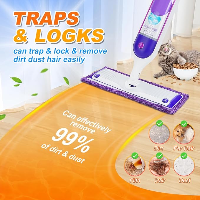 Reusable Power Mop Pads Compatible with Swiffer Power Mop, MyKEEPOW Power mop Refills Pads for Floor Cleaning, 5 Packs