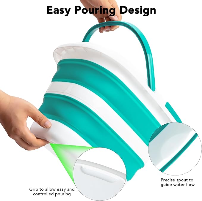 Large Collapsible Mop Bucket, 16L(4.2 Gallon) Plastic Bucket for House Cleaning, Car Washing, Silicone Cleaning Supplier Organizer, Portable Basket with Handle for Laundry Storage, RV Camping, Fishing