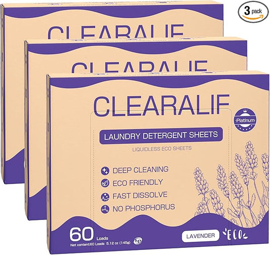 CROS 180 Loads Laundry Detergent Sheets Fresh Lavender Scent, for Travel, Home, Apartment,Dorm, Laundry Detergent Strips Eco Friendly, Hypoallergenic, Liquidless Washing Supplies