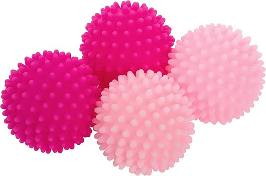 S&T INC. Reusable Plastic Dryer Balls, Fabric Softener for Laundry, Pink, 2.5 in, 4 Pack