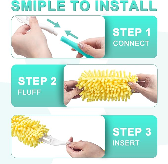 KeFanta 3 Packs Replacement Duster Handles Compatible with Swiffer Dusters (Duster Handle Only)