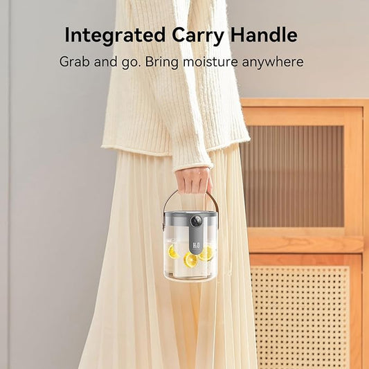 Smart Humidifiers for Bedroom, Rechargeable Top Fill Humidifier with Night Light, 1.4L Cool Mist Humidifier for Office Home Plant and Baby, 3-Speed Mist Control, Quiet, Auto Shut-Off (Grey)