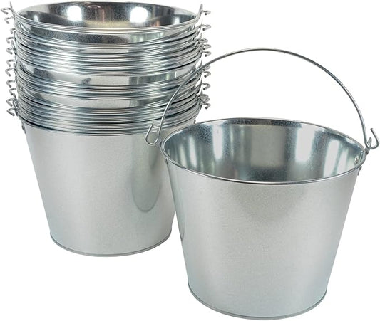 5-Quart Galvanized Pail Beer Bucket 9x9x7 inches (Pack of 12)
