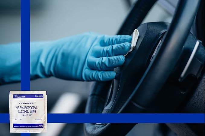 Cleanse 99.9% Isopropyl Alcohol Handy Wipes, 50 Counts Lint Free Non-Abrasive No Water Residue Ideal for Electronics, Household, Work Equipment Safe for Tech Cleaning & Screens (6 x 5 inches)