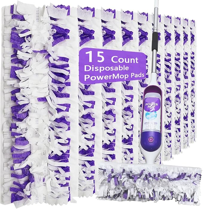 Disposable Mop Pads for S-wiff-er PowerMop Multi-Surface Mopping Pad Refills | Safe on All Finished Floors | Compatible with Swiffer PowerMop (15 Count)