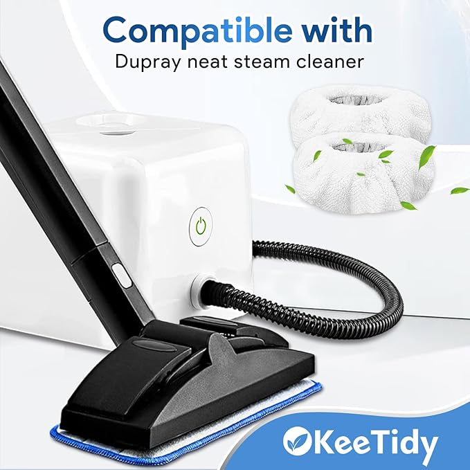 Reusable Microfiber Pads Compatible with Dupray Neat Steam Cleaner Replacement Mop Cleaning Pads, Reusable Cloths and Small Bonnets, White 8 Pack