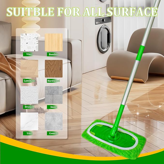 6 Pack Reusable Microfiber Mop Pads - Compatible with Swiffer Sweeper Mop, Washable Dry & Wet Sweeping Cloths Refills for Hardwood Laminate Tile Floor Cleaning, Eco-Friendly Lint-Free Floor Mop Pads