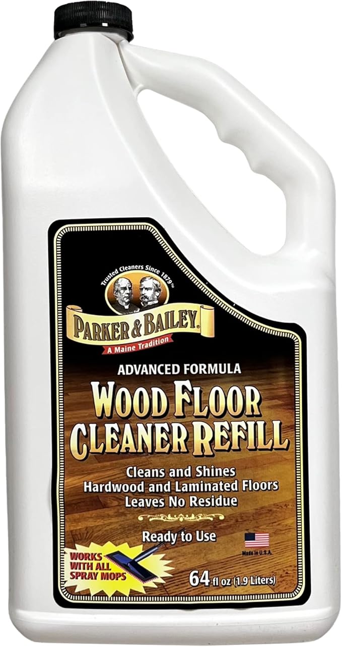 PARKER & BAILEY WOOD FLOOR CLEANER – Use on Hardwood, Laminated or Faux Finished Floors. Shine Restorer Protector, Surface Cleaner House Cleaning Supplies Home Improvement, Natural Look, Cuts Grease