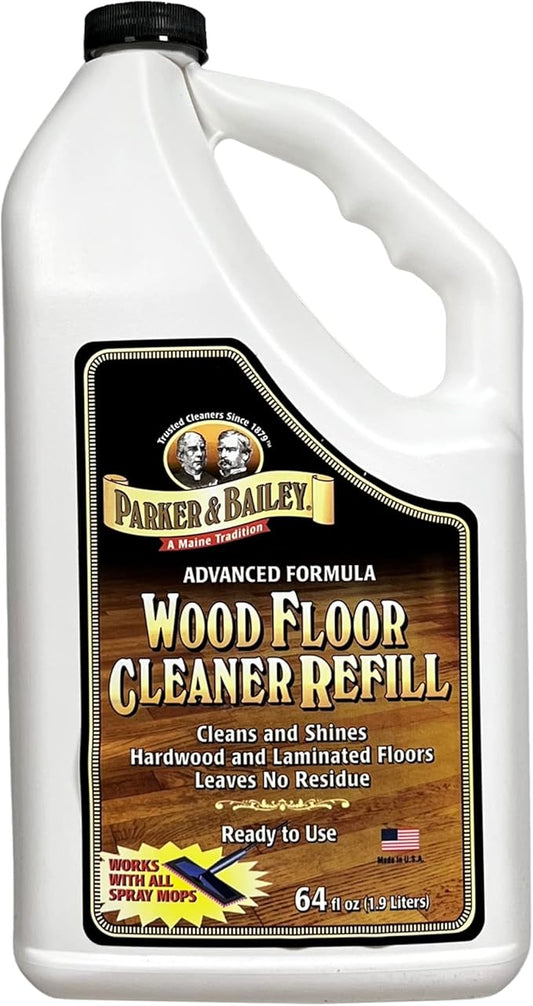 PARKER & BAILEY WOOD FLOOR CLEANER – Use on Hardwood, Laminated or Faux Finished Floors. Shine Restorer Protector, Surface Cleaner House Cleaning Supplies Home Improvement, Natural Look, Cuts Grease