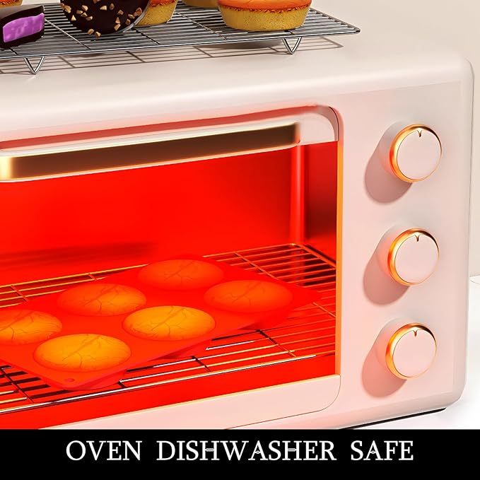 Silicone Egg Chocolate Molds 2 Packs Muffin Top Pans for Baking 3" Round Egg Bites Hamburger Corn Bread Mousse