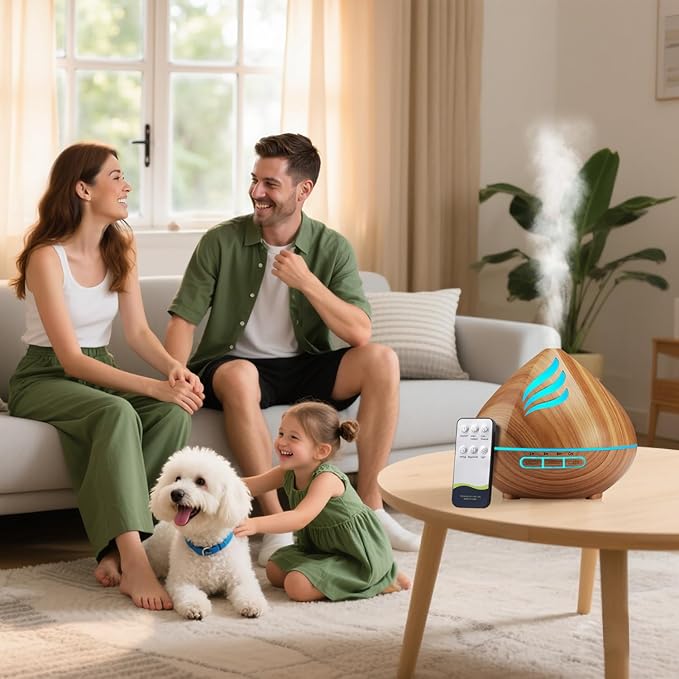 Essential Oil Scent Diffuser: 500ML Aroma Diffuser with Remote Control, Large Fragrance Aromatherapy Diffuser, Mist Humidifier with 14 Colors LED Lights and Auto-Off for Bedroom & Home