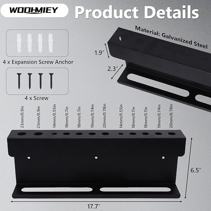 Wall Mounted Spray Bottle Holder and Detailing Brush Rack, Car Detailing Organizer with 12 Brush Slots and 2 Spray Bottle Holders, Garage Wall Organizer Tool Storage Rack for Auto Detailing