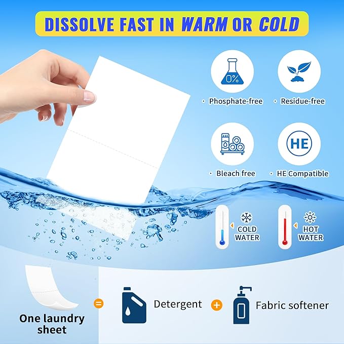 FIXSMITH Laundry Detergent Sheets - 60 Loads (30 Sheets) Fragrance Free - Hypoallergenic,Unscented,Eco Friendly Laundry Detergent Strips Concentrated Travel Detergent Sheets.Plastic-Free,Liquidless
